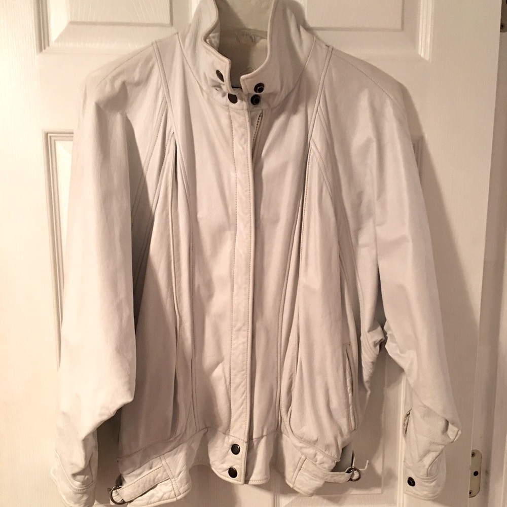 COPY - COPY - White Leather motorcycle type jacket